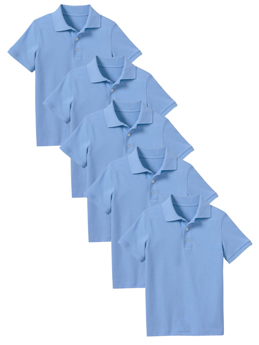 5-Pack School Uniform Tagless Polo Tshirt for Little Boys & Big Boys